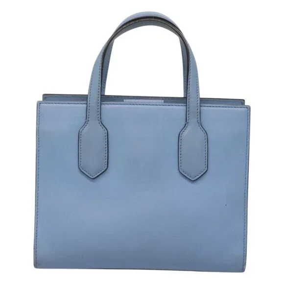 GUCCI Hand Bag Leather 2way Blue Gold 443089 Auth 121644